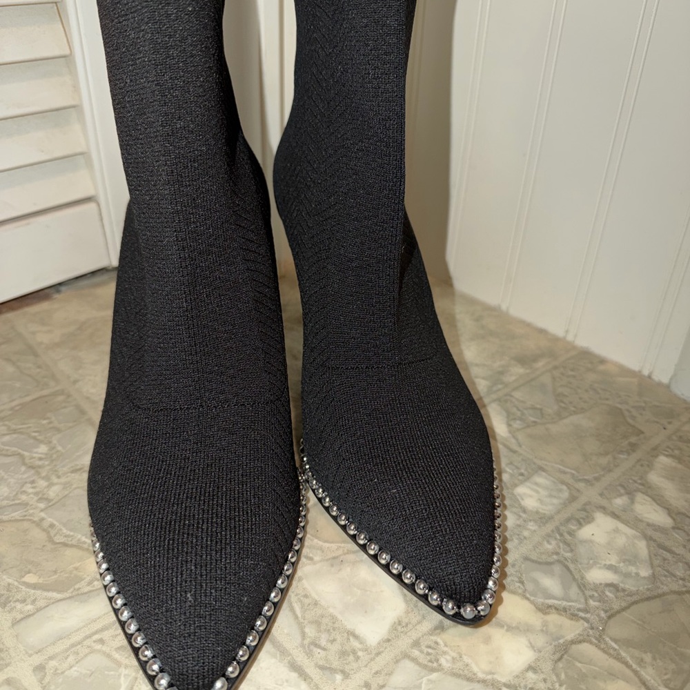 BCBGeneration Black Ankle Boots with Silver Trim